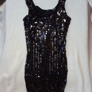Charlotte Russe Black Sequin Scoop Neck Mini Dress